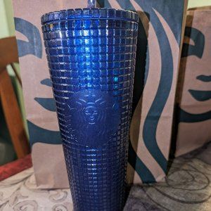 NEW 2023 Starbucks Cobalt Grid Cold Cup (24 oz)